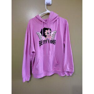 VTG Betty Boop Angel Wings Double Sided Pink Hoodie M Goth Kidcore Whimsy Y2K